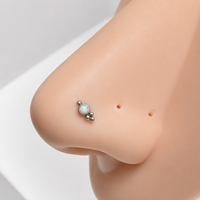 Implant Titanium White Fire Opal Beaded Nose Stud Curl 18g