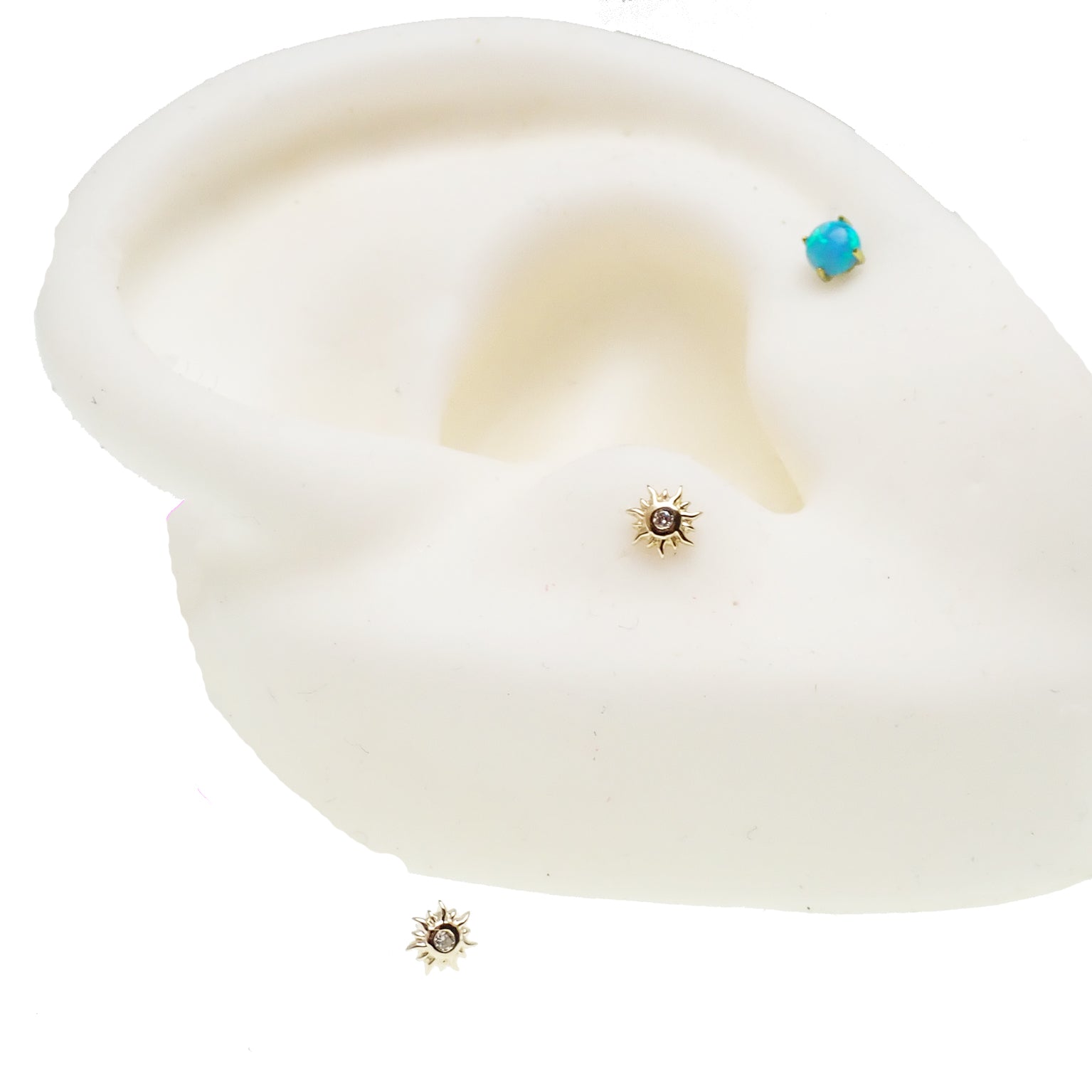 14k Sun top / Titanium Flatback Push fit Piercing