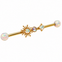 Gold 14g implant titanium Opal Sunburst Industrial ear piercing