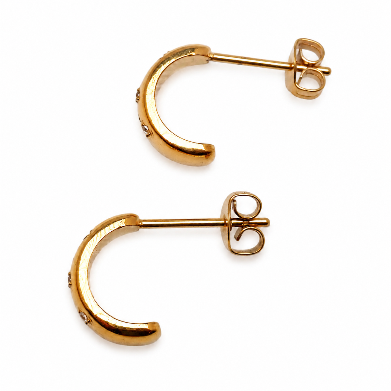 Implant grade Titanium PVD Gold CZ Half Hoop Earrings- 20g Pair