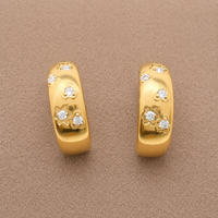 Implant grade Titanium PVD Gold CZ Half Hoop Earrings- 20g Pair