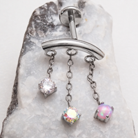 Implant Grade Titanium CZ & Opal Hidden Helix Push-Fit Flatback Piercing