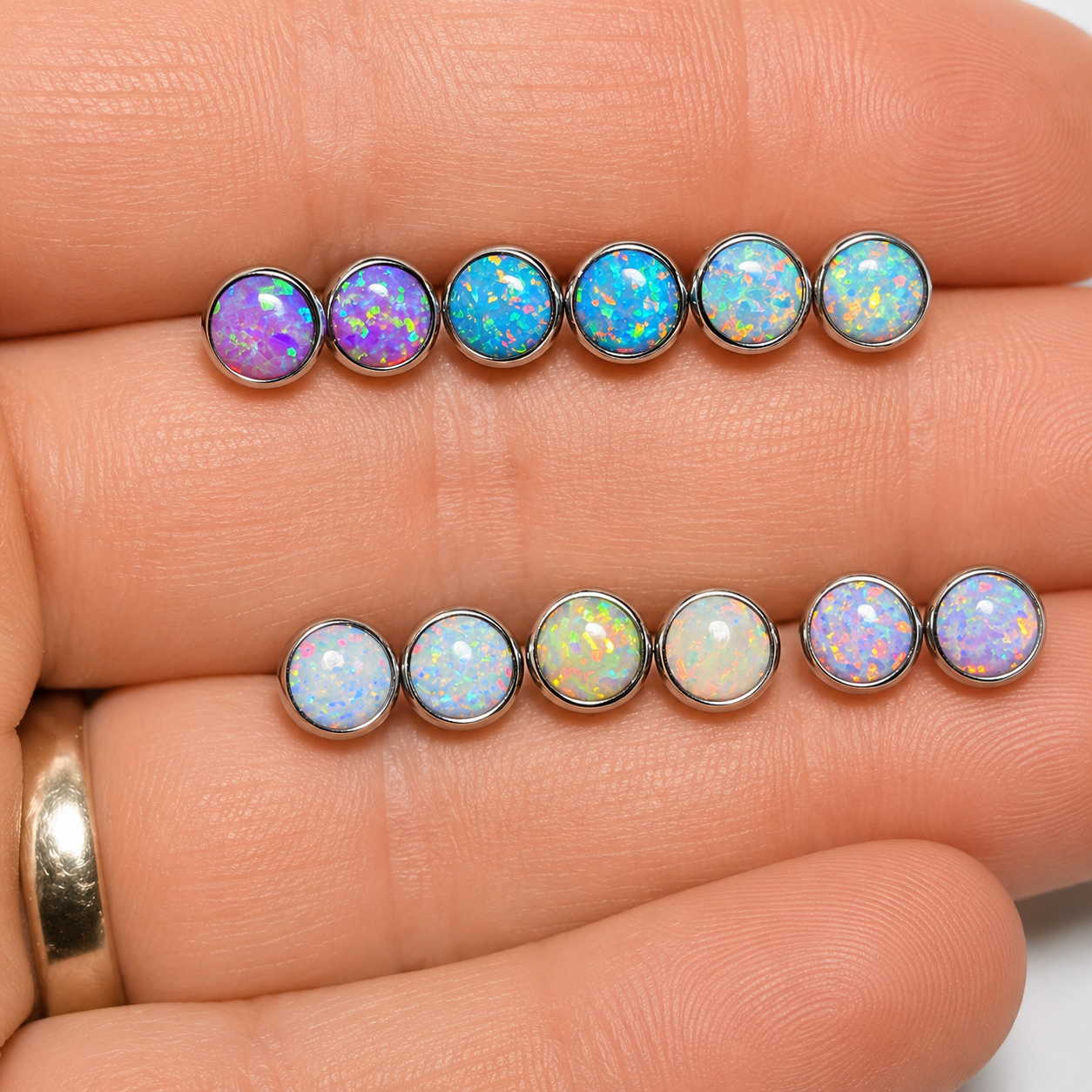 Implant titanium Hypoallergenic 6mm Opal Earrings