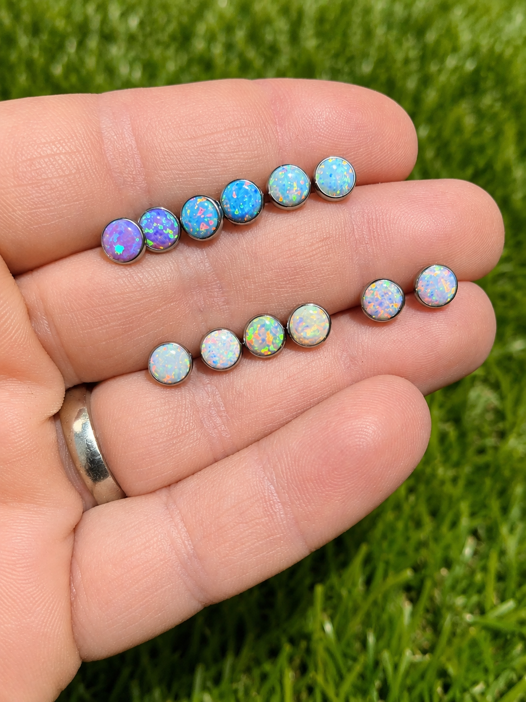 Implant titanium Hypoallergenic 6mm Opal Earrings
