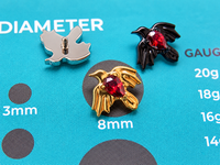 Raven Ruby CZ Implant Titanium flatback piercing