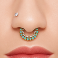 Titanium Kiwi Opal & CZ  Clicker 16g Septum/Daith