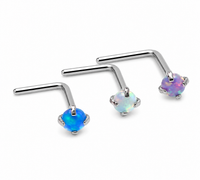 Set of 3 - Nose L-Curves Multi Lavender, Peacock, & White Opal 20g