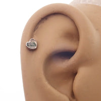 Semi - Precious Moss Agate Heart Titanium Flatback Piercing - Body Clickers Body Jewelry