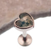 Semi - Precious Moss Agate Heart Titanium Flatback Piercing - Body Clickers Body Jewelry