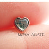 Semi - Precious Moss Agate Heart Titanium Flatback Piercing - Body Clickers Body Jewelry