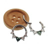 Moss Agate & CZ Heart Hinged clicker 16g
