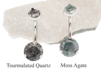 Moss Agate or Tourmalinated Quartz Belly curve 14g - Body Clickers Body Jewelry