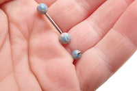 Mystic Grey 5mm, 6mm fire Opal Titanium Nipple Ring 14g, 12g - Body Clickers Body Jewelry