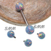 Mystic Grey 5mm, 6mm fire Opal Titanium Nipple Ring 14g, 12g - Body Clickers Body Jewelry