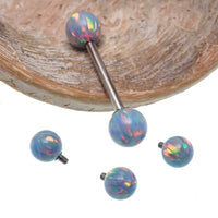 Mystic Grey 5mm, 6mm fire Opal Titanium Nipple Ring 14g, 12g - Body Clickers Body Jewelry