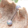 Mystic Grey 5mm, 6mm fire Opal Titanium Nipple Ring 14g, 12g - Body Clickers Body Jewelry