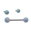 Mystic Grey 5mm, 6mm fire Opal Titanium Nipple Ring 14g, 12g - Body Clickers Body Jewelry