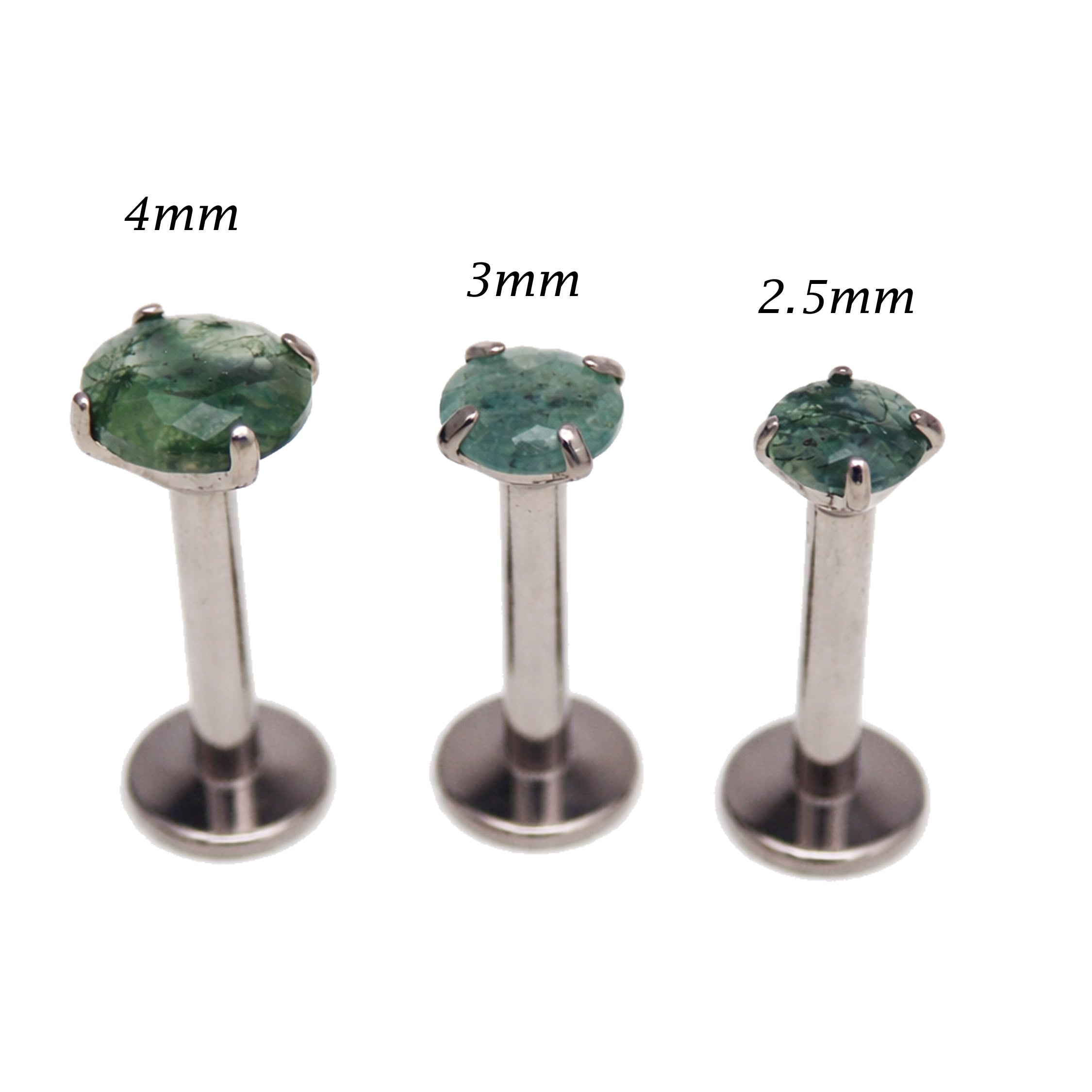 Moss agate 4mm, 3mm, & 2.5mm natural stone & flatback