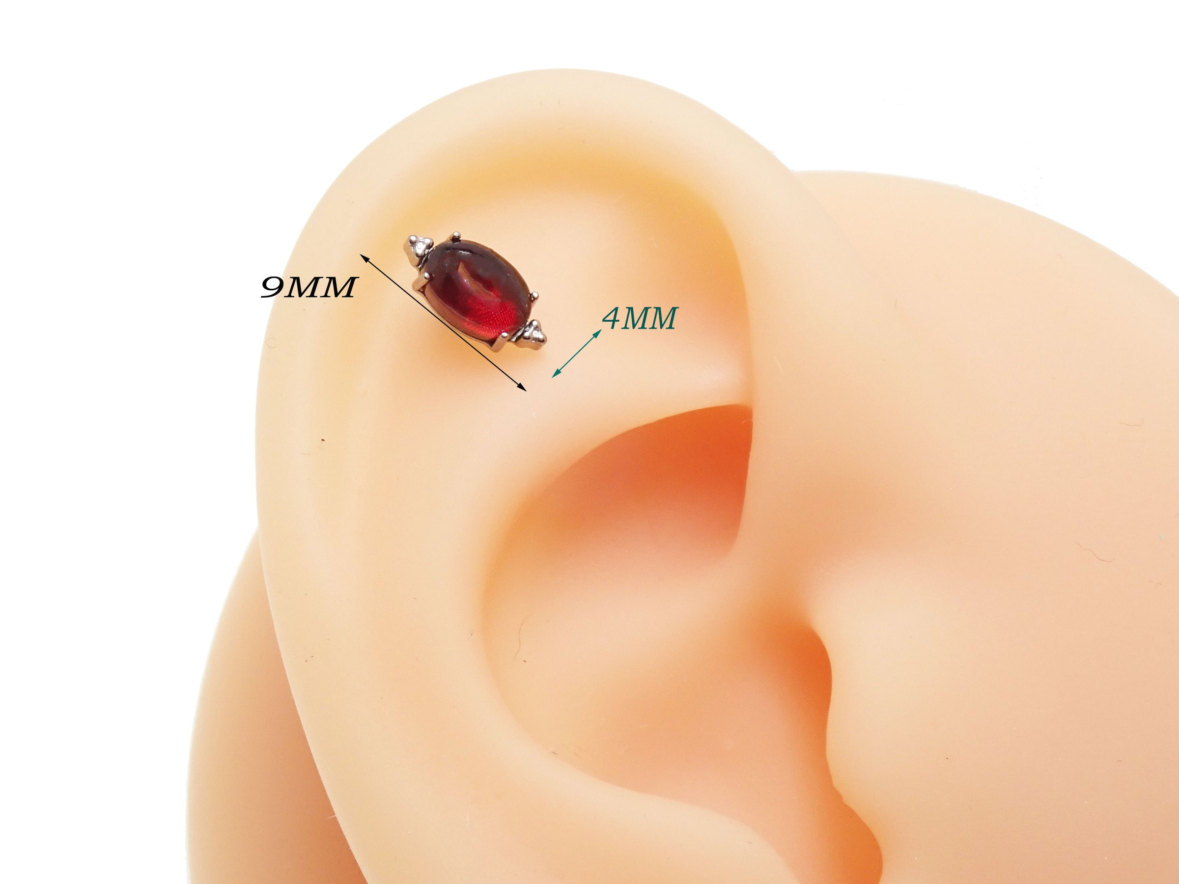 Natural Stone Oval Titanium Flatback/ Labret Piercing 18g, 16g, 14g