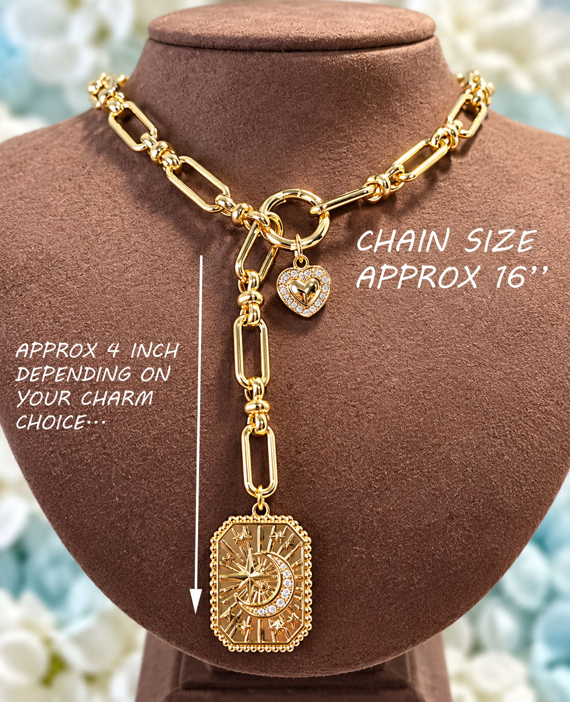 18k Gold PVD Paperclip Chain add own charm