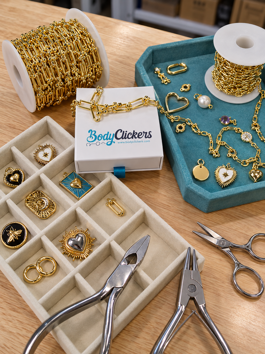 18k Gold PVD Paperclip Chain add own charm