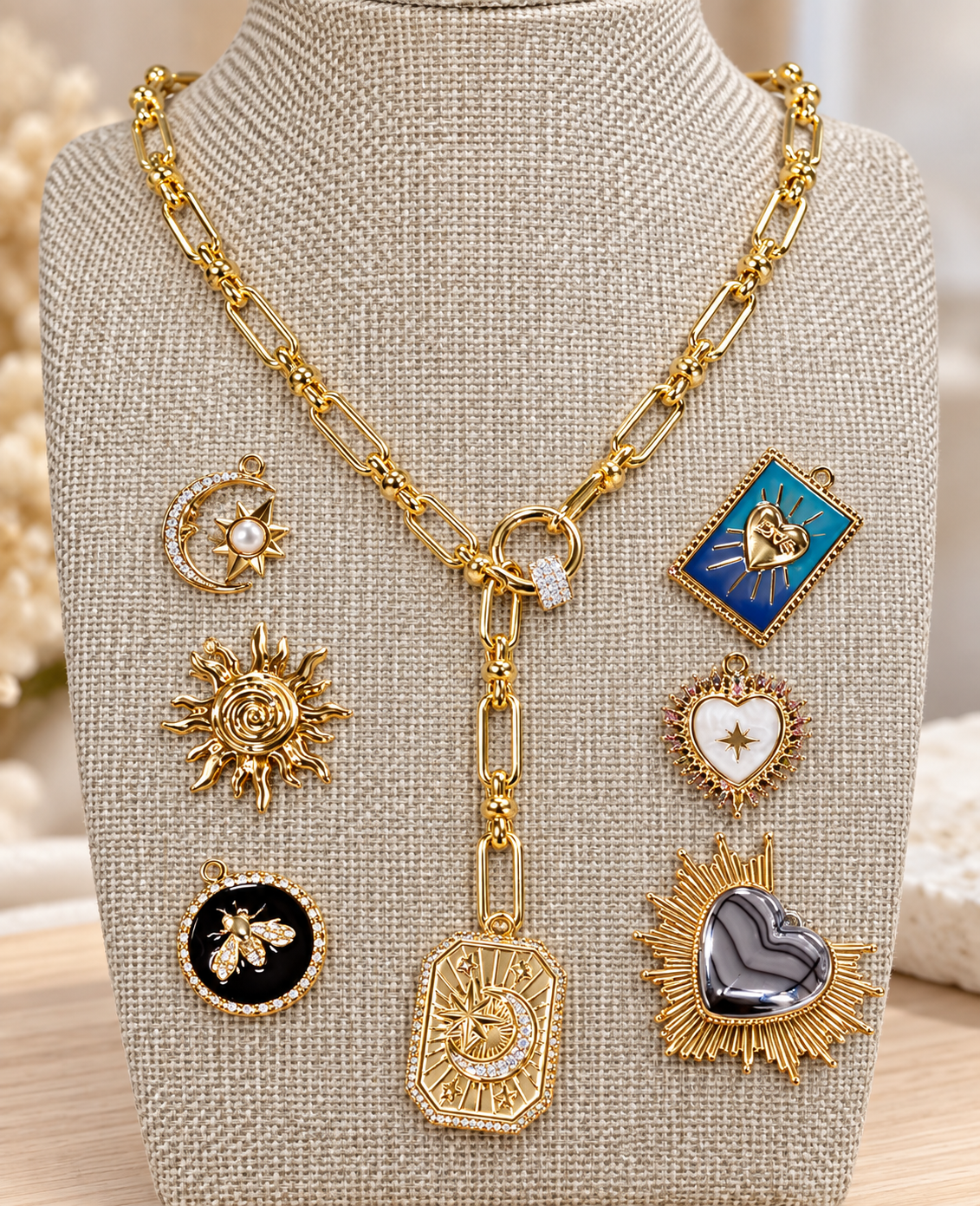 18k Gold PVD Paperclip Chain add own charm