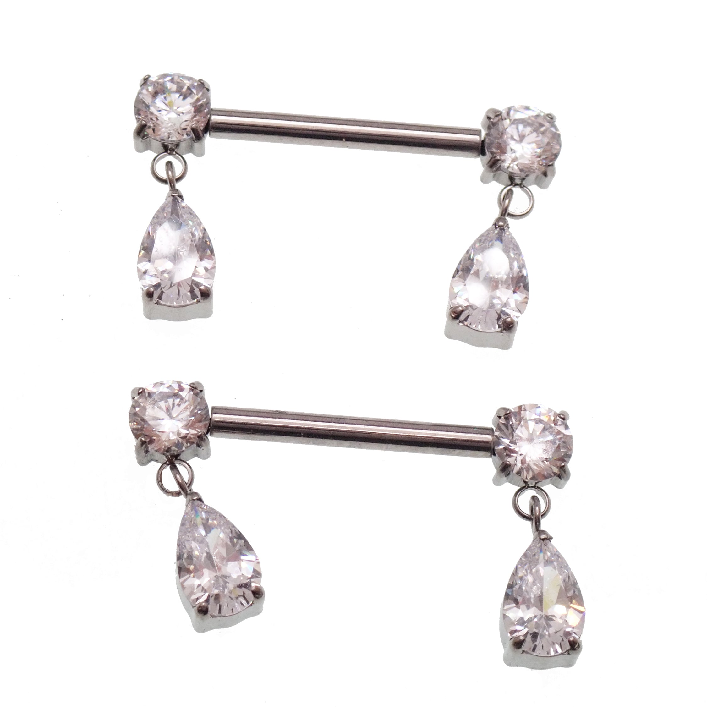 Implant titanium Dangly CZ Nipple Piercing, push fit 12g 14g 16g