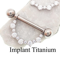 Titanium CZ nipple shield barbell by Body Clickers Body Jewelry, internally threaded, push fit, 14mm or 16mm length, nipple jewelry.