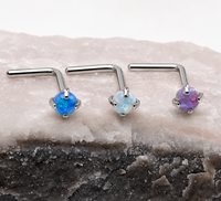 Set of 3 - Nose L-Curves Multi Lavender, Peacock, & White Opal 20g