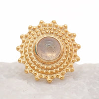 Semi-Precious Labradorite Mandala flatback Implant Titanium