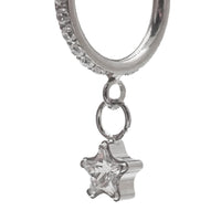 Clear CZ Dangle Star Titanium 8mm Hoop Earring 16g - Body Clickers Body Jewelry