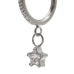 Clear CZ Dangle Star Titanium 8mm Hoop Earring 16g