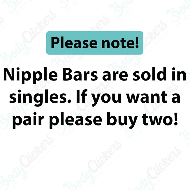 Push Fit Threadless Nipple Bar CZ ,12g,14g, 16g,