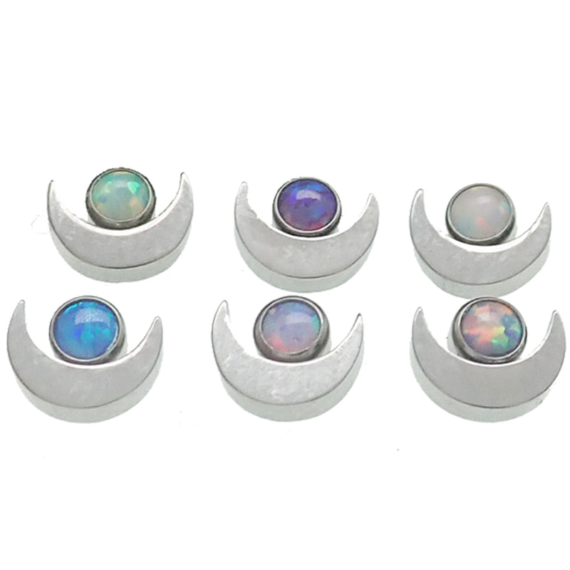 Moon Top Attachment with Opal or CZ Stones 16g TOP ONLY