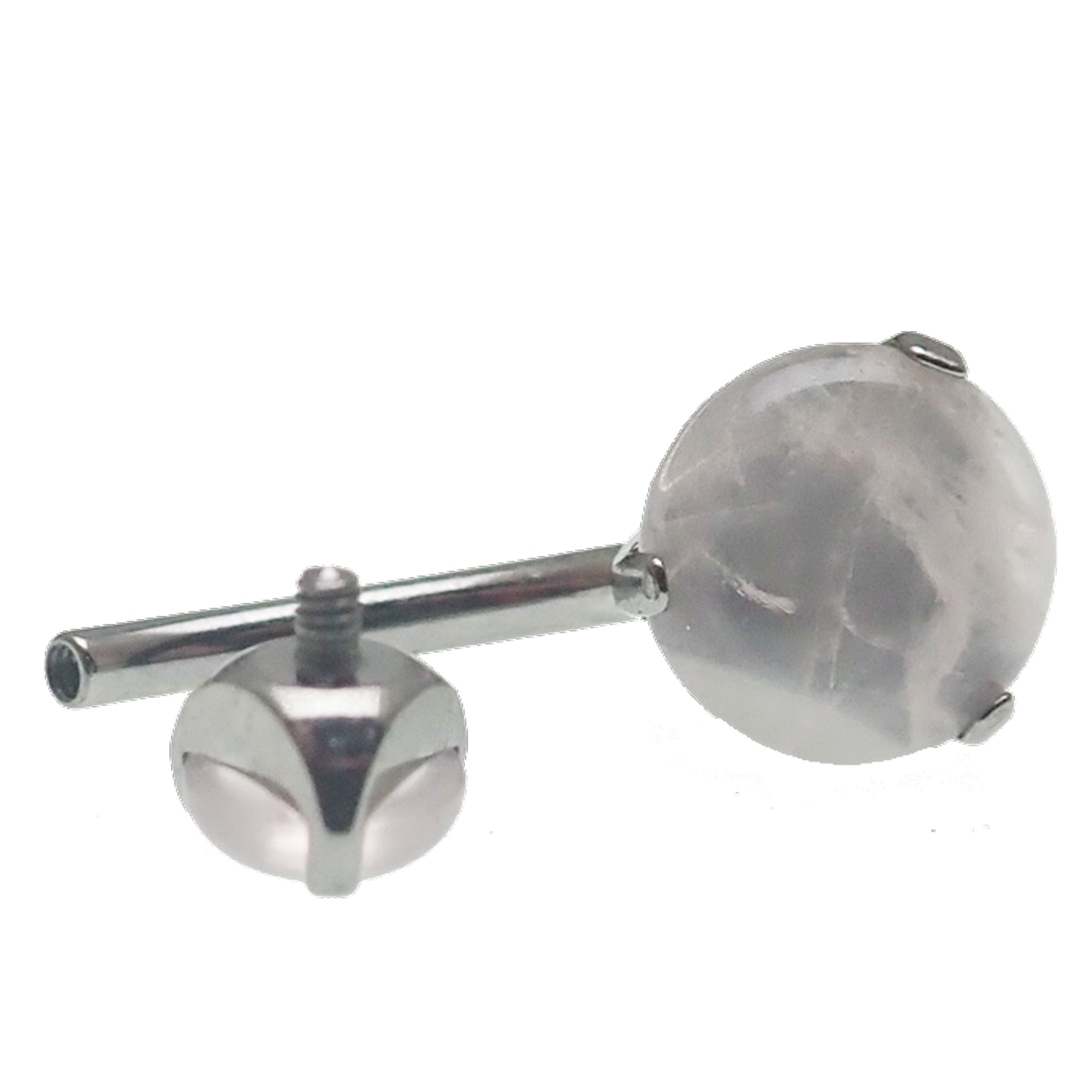 Rose Quartz Natural Stone Titanium Belly Bar 14g