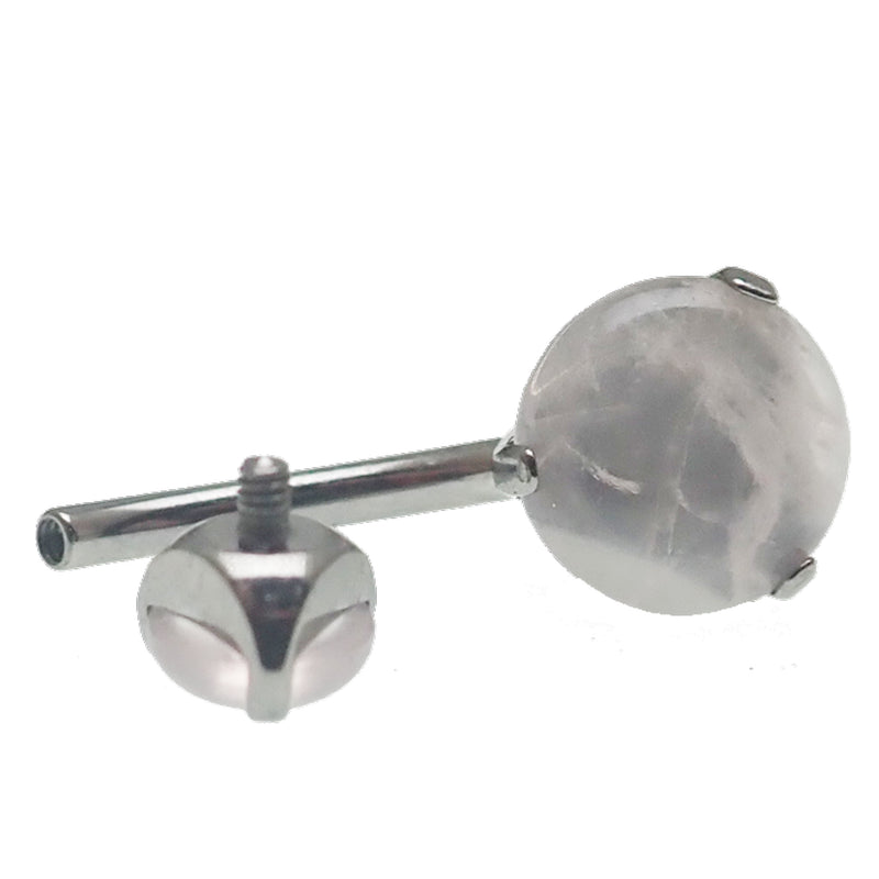 Rose Quartz Natural Stone Titanium Belly Bar 14g