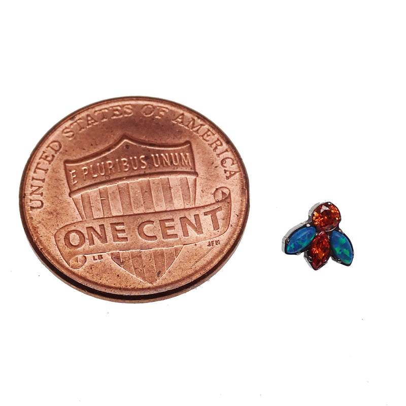 Cute Bug Opal & CZ Titanium Top Dermal 14g