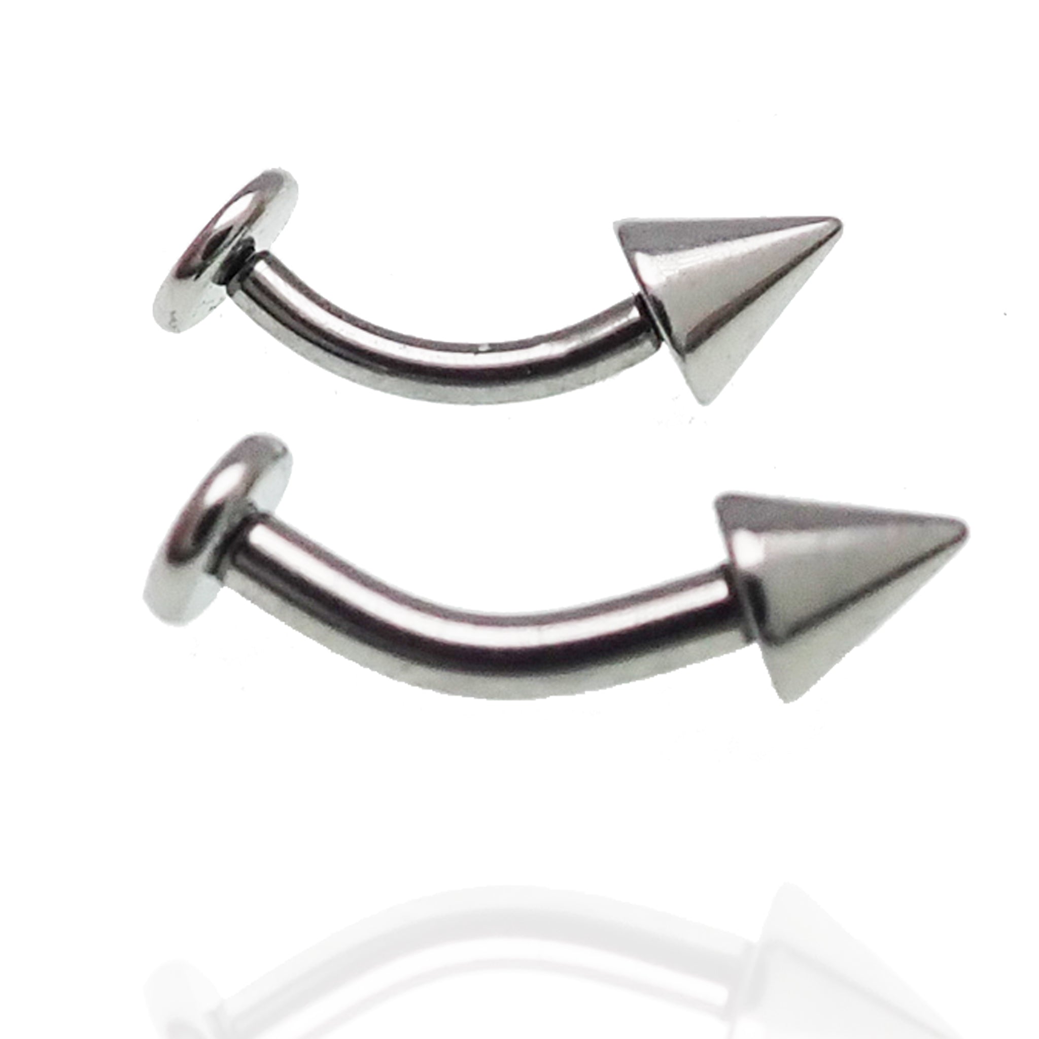 Spike Cone & Flat Disc Titanium Curve Bar 16g, 14g - Body Clickers Body Jewelry