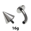 Spike Cone & Flat Disc Titanium Curve Bar 16g, 14g - Body Clickers Body Jewelry