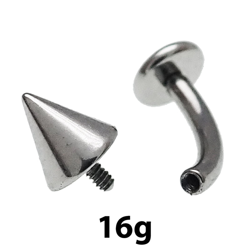Spike Cone & Flat Disc Titanium Curve Bar 16g, 14g - Body Clickers Body Jewelry