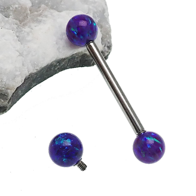 Starry Night Opal Titanium Nipple Bar 14g, 12g