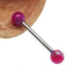 Dark Pink Opal Titanium Nipple Bar 14g, 12g