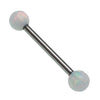 White Opal Titanium Nipple Bar 14g, 12g