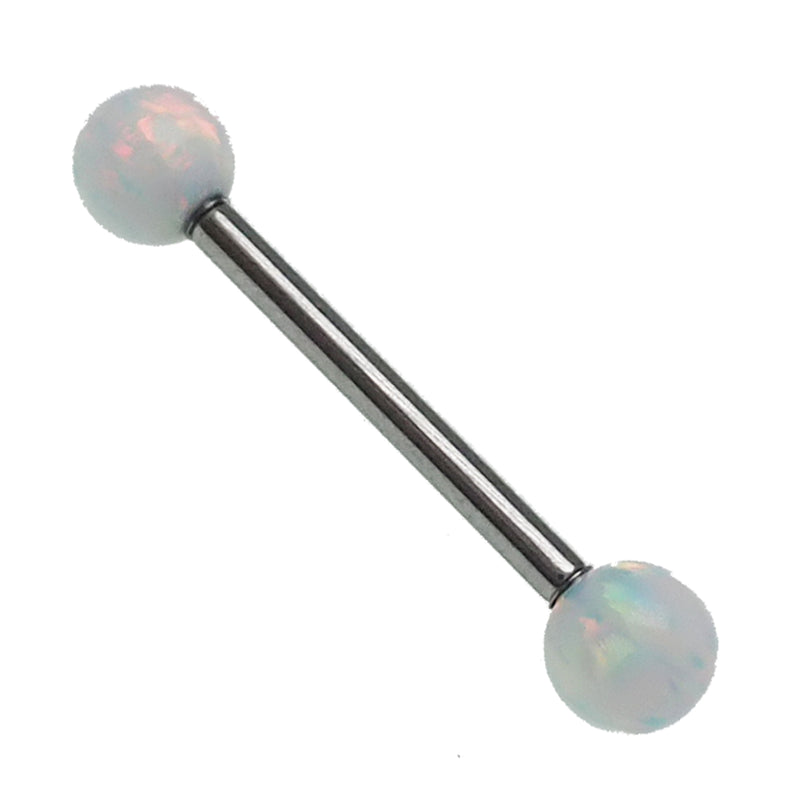 White Opal Titanium Nipple Bar 14g, 12g