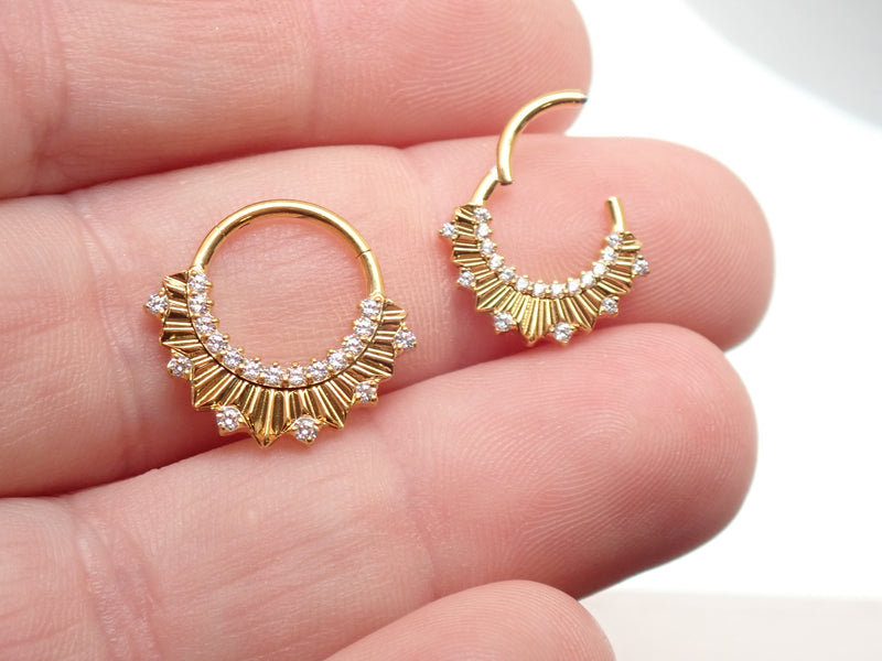 24k PVD Gold Titanium Clicker Hoop – 16G (8mm & 10mm)