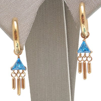 Implant Titanium PVD GOLD Clicker Hoop & Blue CZ Charm– 18g, 16g