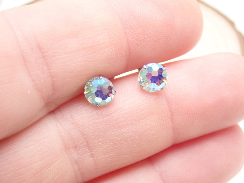 CZ Mermaid Blue Titanium Earrings Pair - Body Clickers Body Jewelry