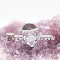 CZ Arrow through a Heart Titanium Flatback/ Labret Piercing 18g, 16g, 14g