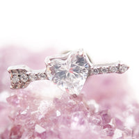 CZ Arrow through a Heart Titanium Flatback/ Labret Piercing 18g, 16g, 14g