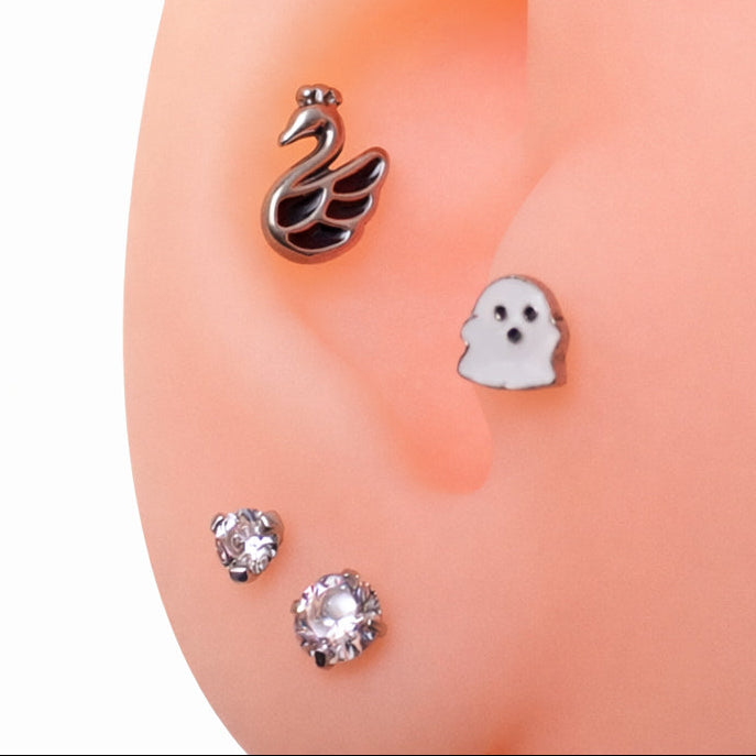 Implant Titanium Ghost Push Fit Flatback, 20g, 18g, 16g, 14g